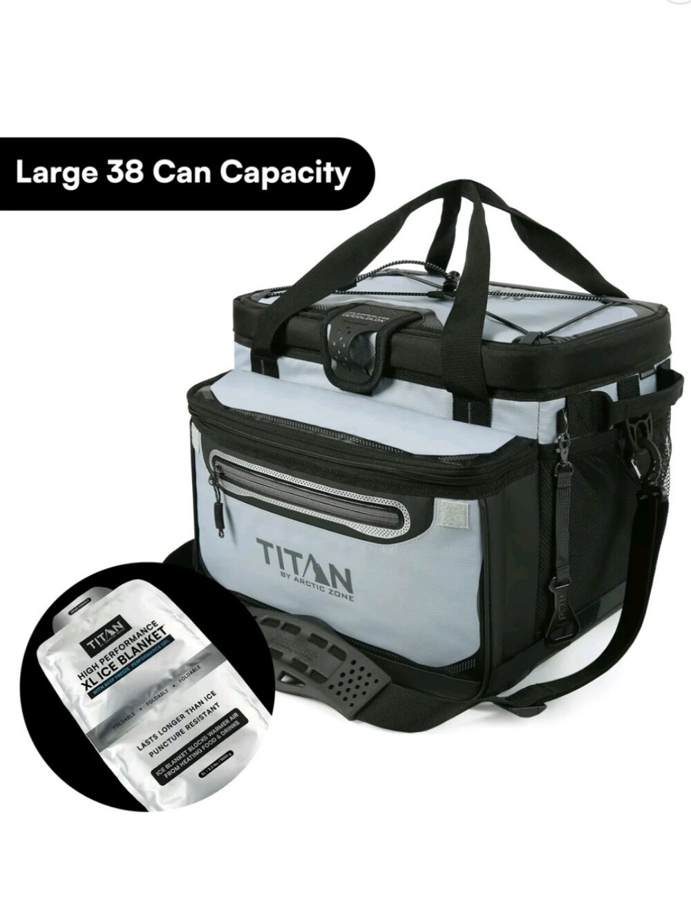 Titan by Arctic Zone 38-Can 25-Quart Iceless Zipperless Soft Cooler with Ice Bla